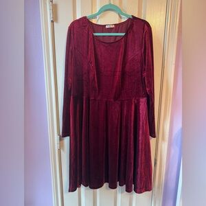 Elegant Velvet Burgundy Dress